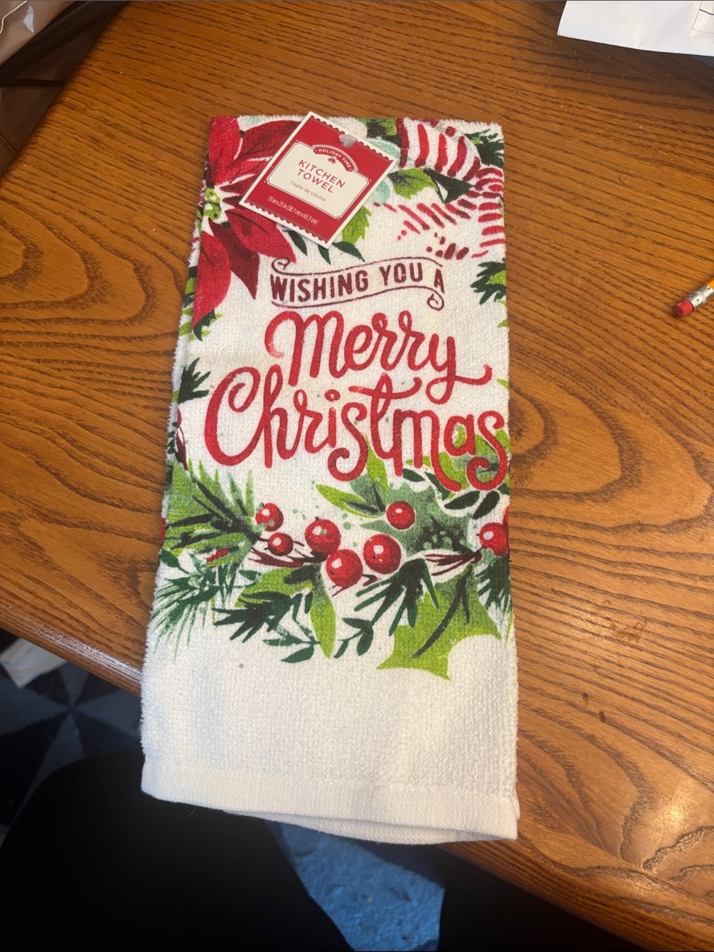 Holiday Time Red & Green Holiday Print Kitchen Towel